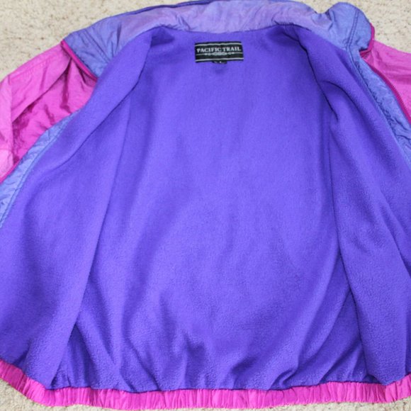 VINTAGE 80's WOMENS PACIFIC TRAIL NYLON MED WEIGHT JACKET FUSCHIA/PURPLE - Picture 10 of 11